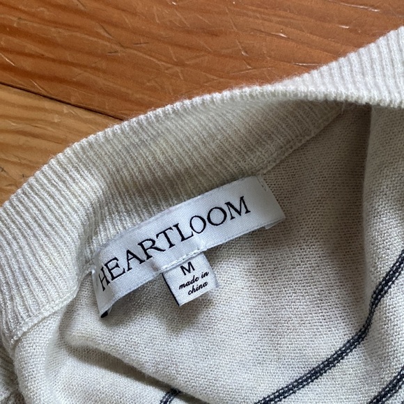 Heartloom Lightweight Cream Striped Cardigan Sweater Medium - Picture 4 of 4
